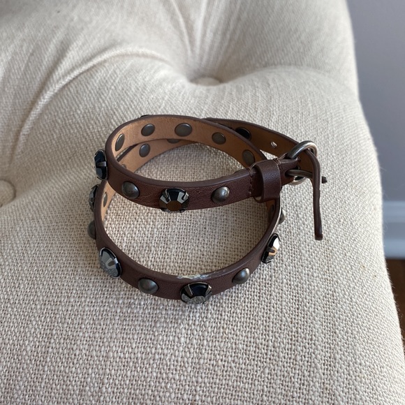 Wrap bracelet beautiful brown and studded adjustable - Picture 9 of 9